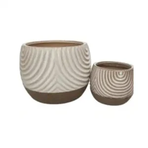 Pot Cover - Cream and White Circles 16d x 13cm