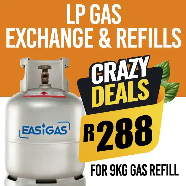lp gas exchange R288 9kg gas refill in Midrand costs R288