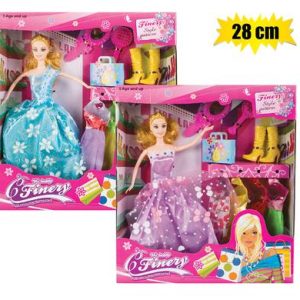 Doll Medium 28cm Princess W/4 Dresses & Accessories