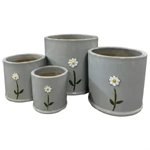 White Flower Pot - Large