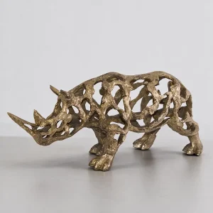 Gold Rhino Sculpture
